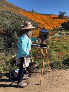 Featured Artist Member Dawn Buckingham at her Easel