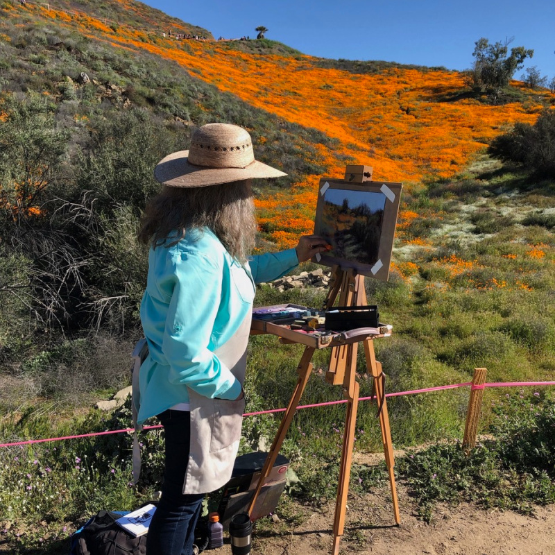 Featured Artist Member Dawn Buckingham at her Easel