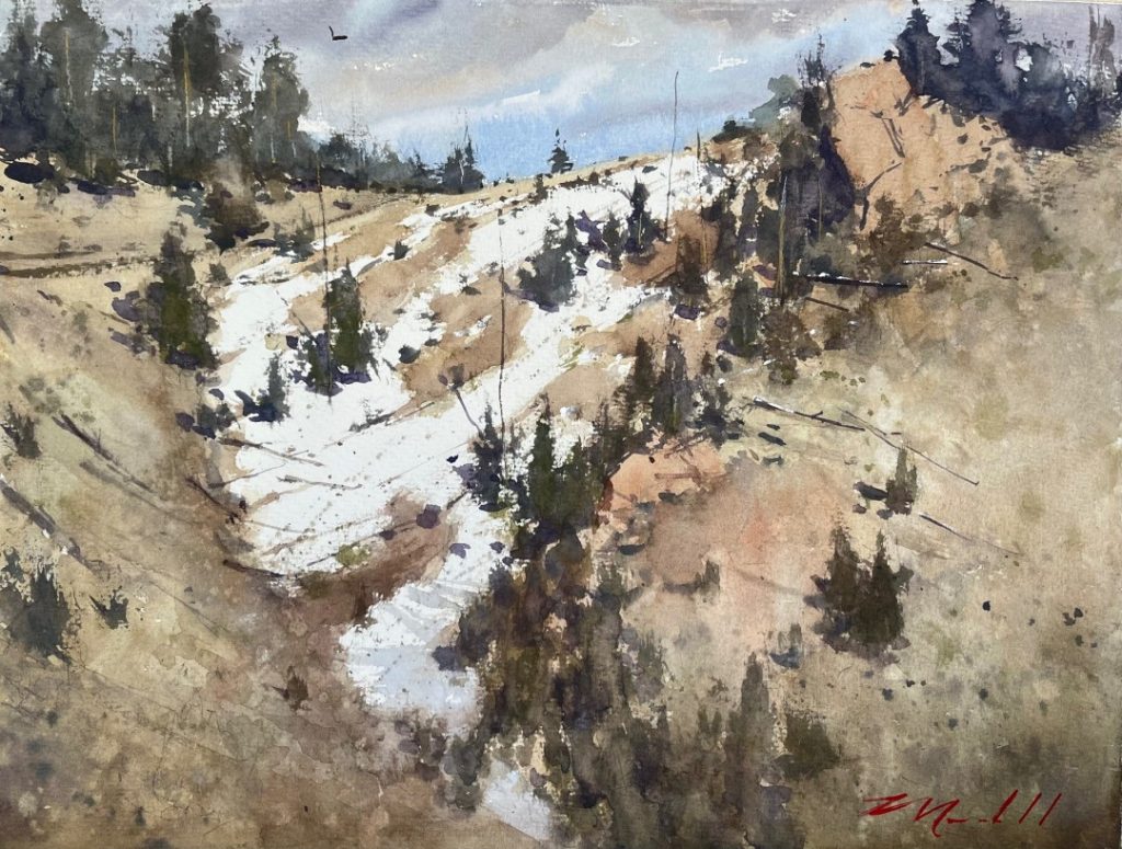 Foothill Dusting by Daniel Marshall, 12" x 16" watercolor