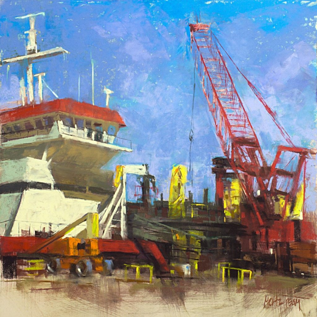 Keeping US Afloat by Nancie King Mertz, 16" x 16" plein air pastel