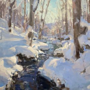Icy Brook and Powder Banks by Derek Penix, 30" x 30" oil