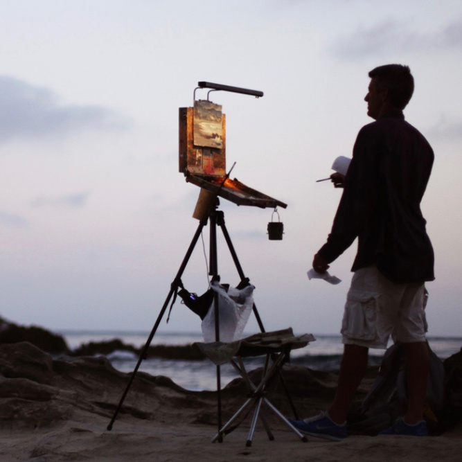 Featured Signature Artist Michael Obermeyer at his easel
