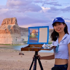 LPAPA Artist Renae Wang at her Easel