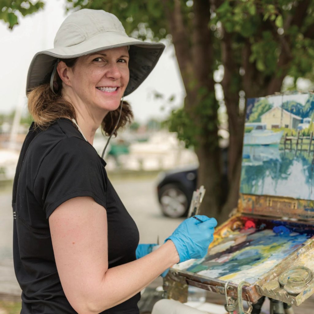 LPAPA Invitational Artist Kim VanDerHoek at her easel