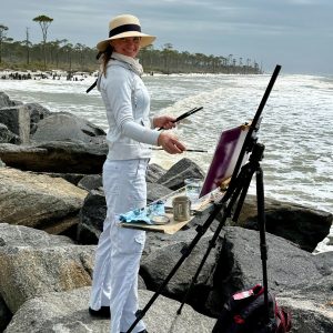 LPAPA Artist Olena Babak at her easel