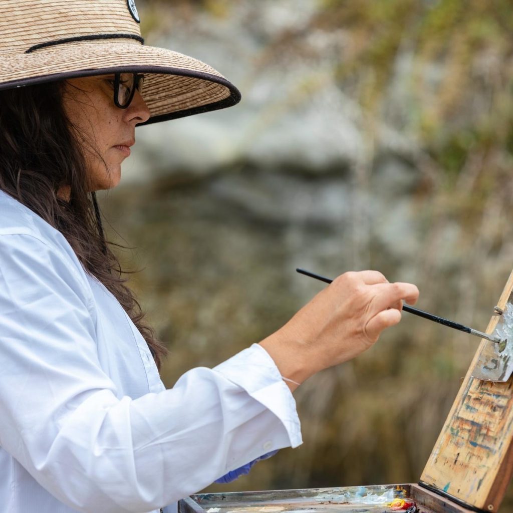 LPAPA Artist Rebecca Arguello at her Easel
